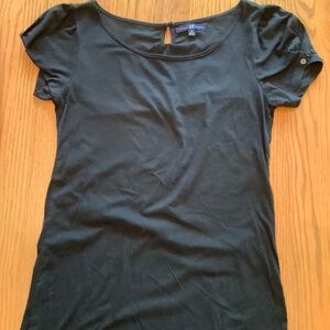 GAP Cotton Spandex Stretch Button Short Sleeve Top Size Small Black